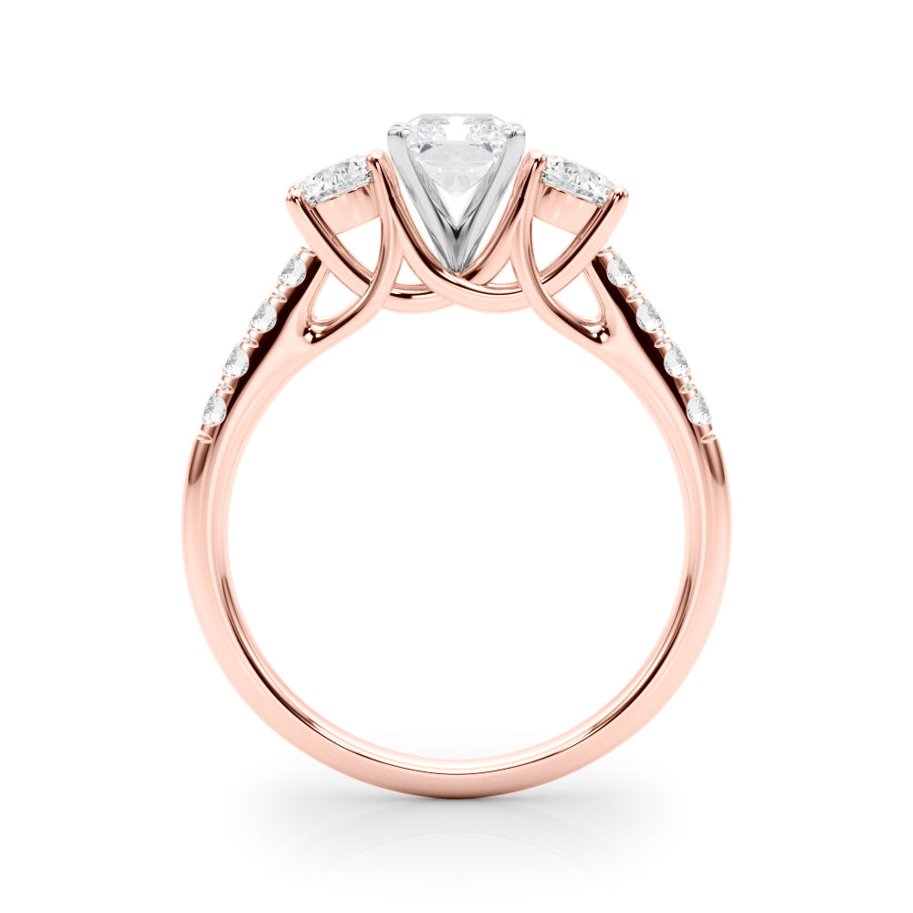 3-Stone Single Row Engagement Ring