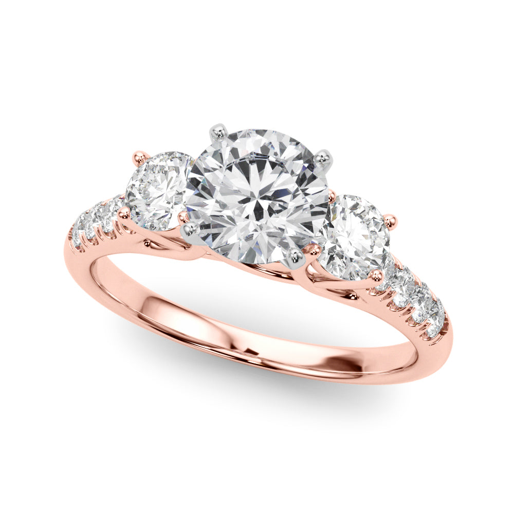 3-Stone Single Row Engagement Ring