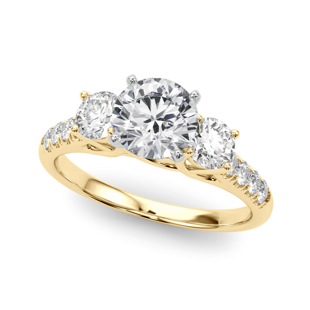 3-Stone Single Row Engagement Ring
