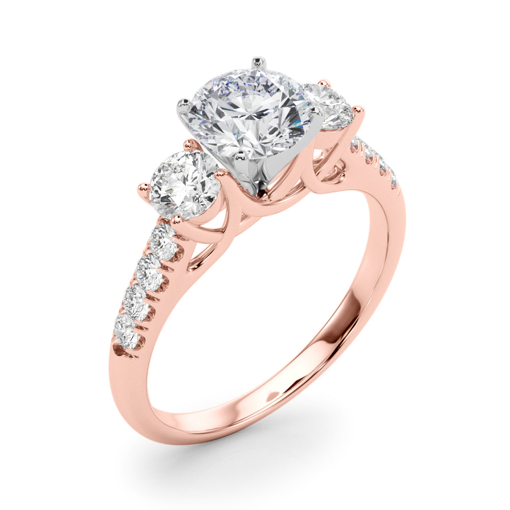 3-Stone Single Row Engagement Ring