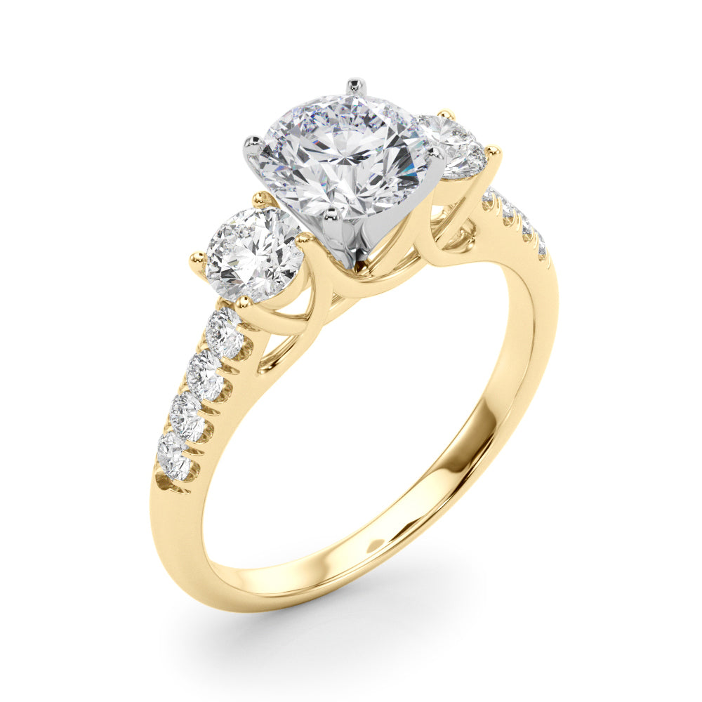 3-Stone Single Row Engagement Ring