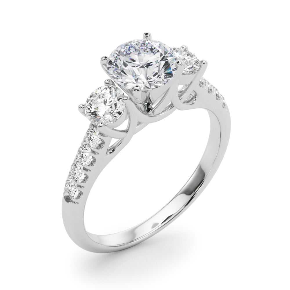 3-Stone Single Row Engagement Ring