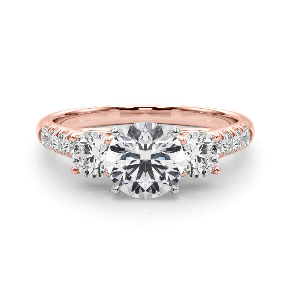 3-Stone Single Row Engagement Ring