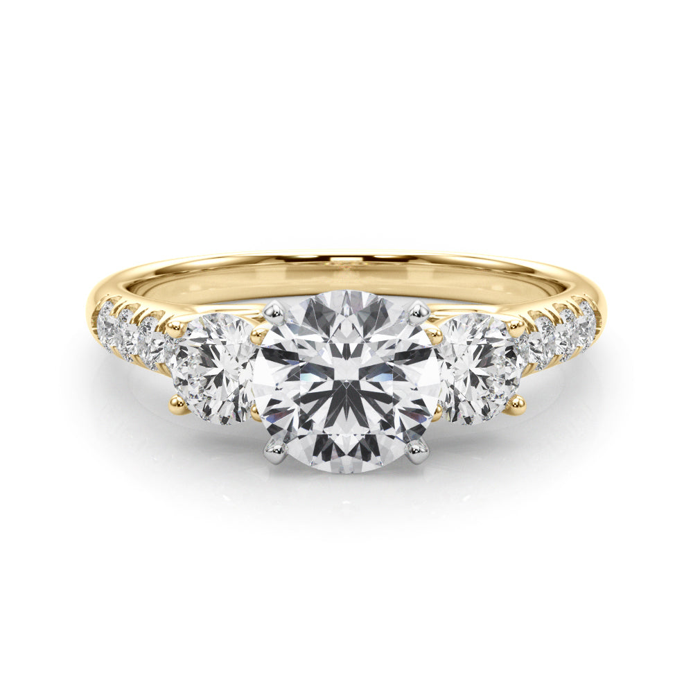 3-Stone Single Row Engagement Ring