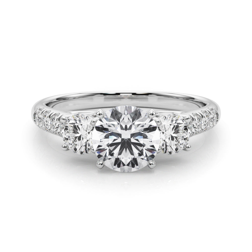 3-Stone Single Row Engagement Ring