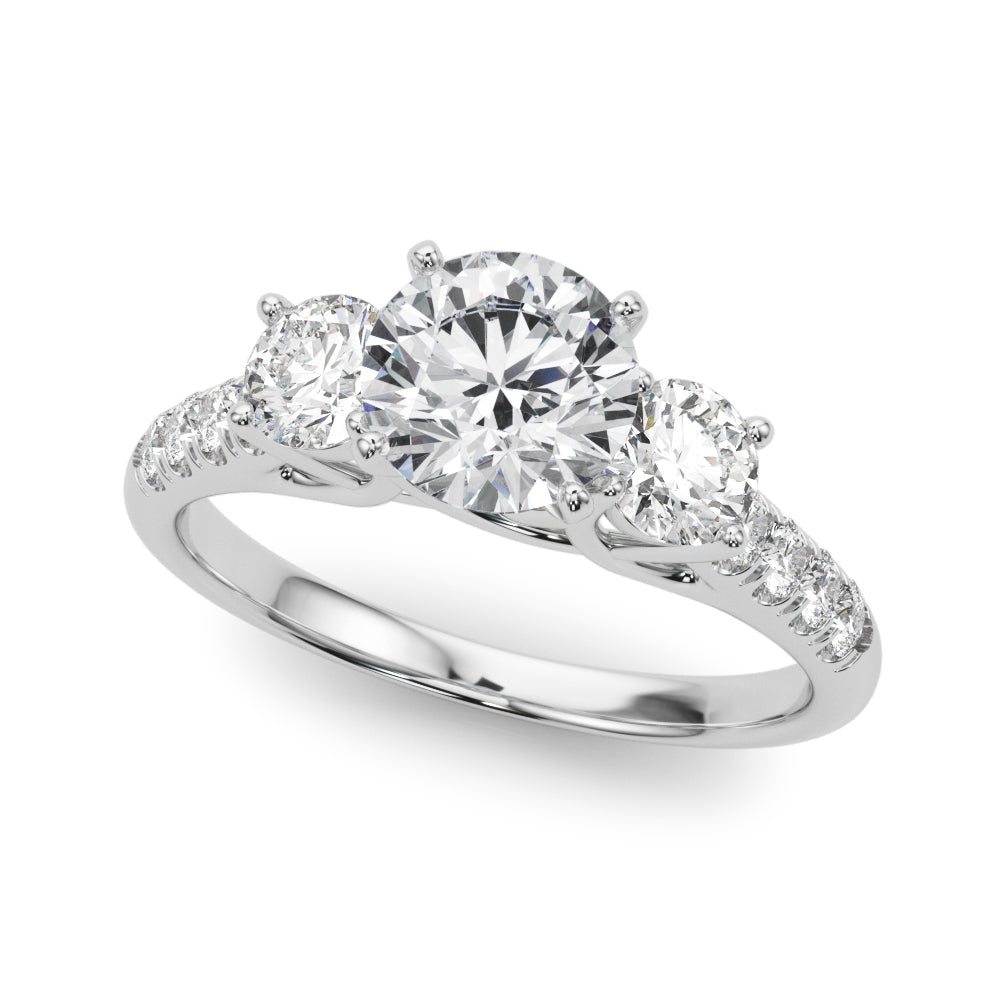 3-Stone Single Row Engagement Ring
