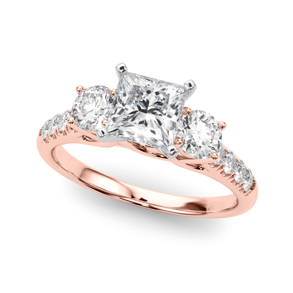 3-Stone Single Row Engagement Ring
