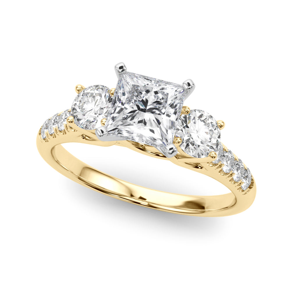 3-Stone Single Row Engagement Ring
