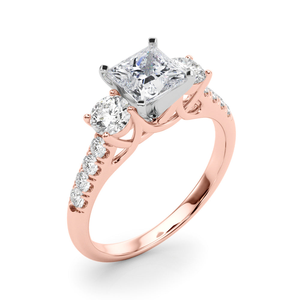 3-Stone Single Row Engagement Ring