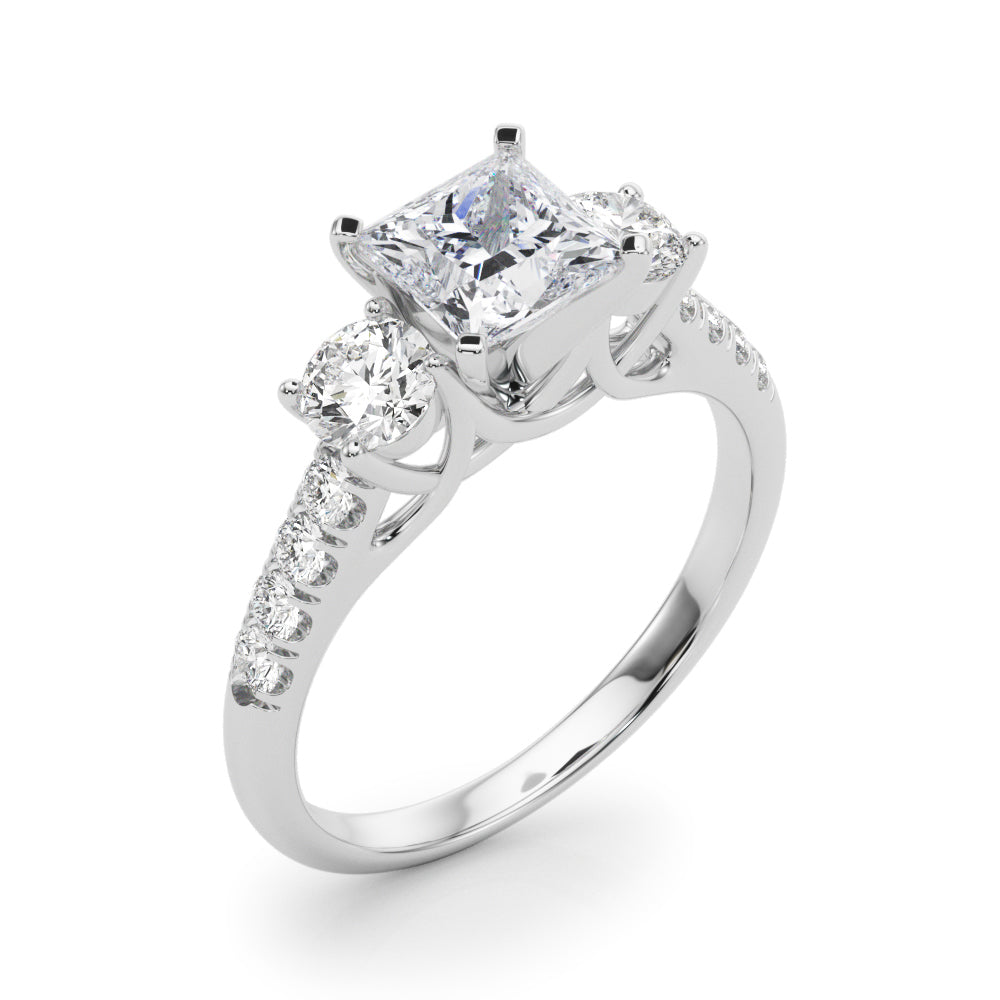 3-Stone Single Row Engagement Ring