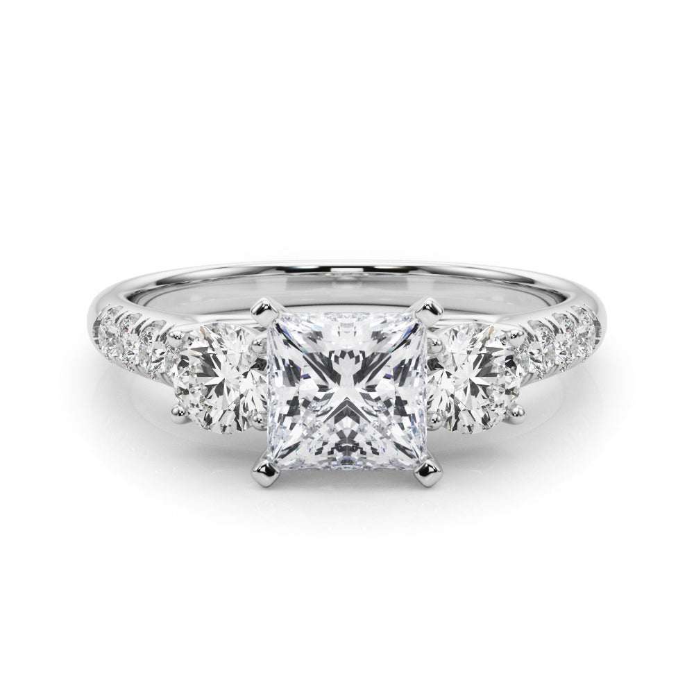 3-Stone Single Row Engagement Ring
