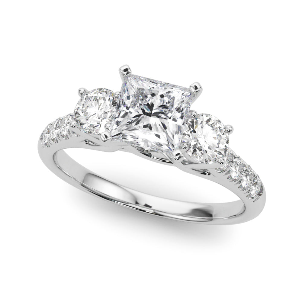 3-Stone Single Row Engagement Ring