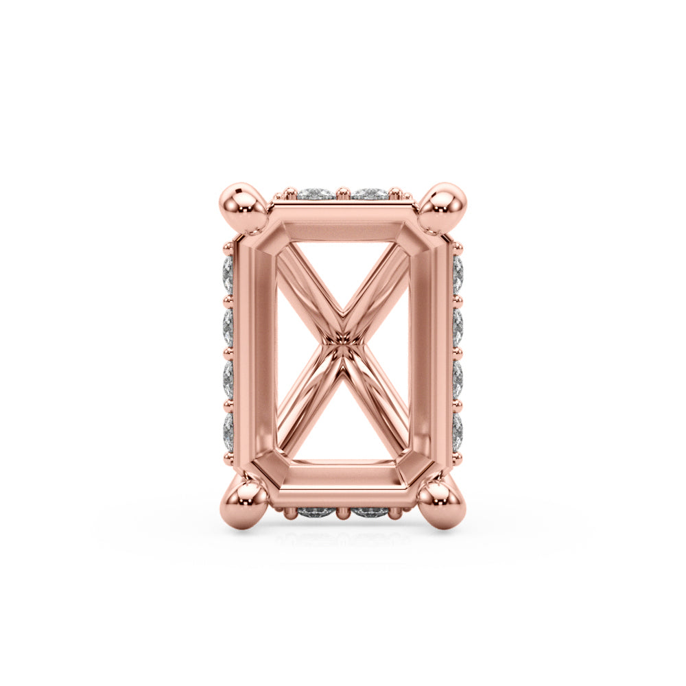 Emerald Cut Hidden Halo Peg Head