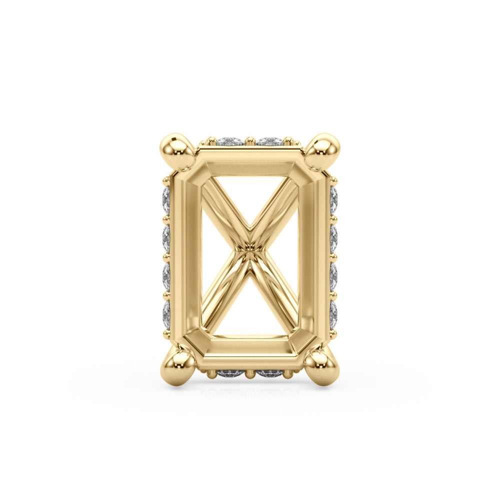 Emerald Cut Hidden Halo Peg Head
