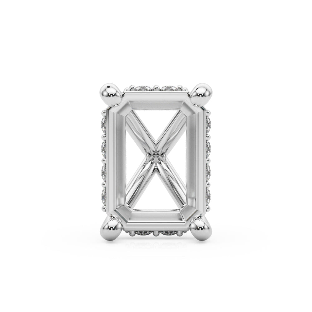 Emerald Cut Hidden Halo Peg Head