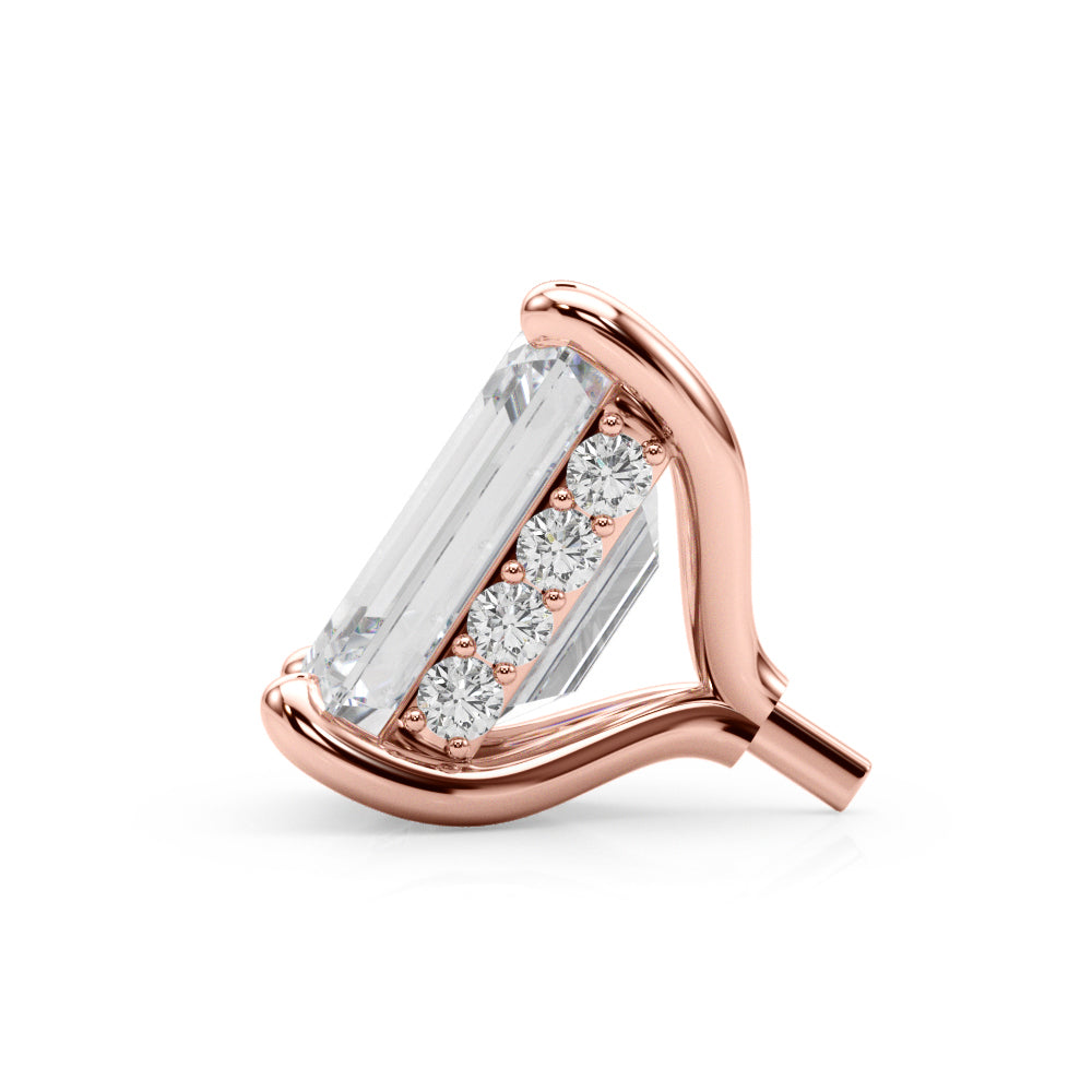 Emerald Cut Hidden Halo Peg Head