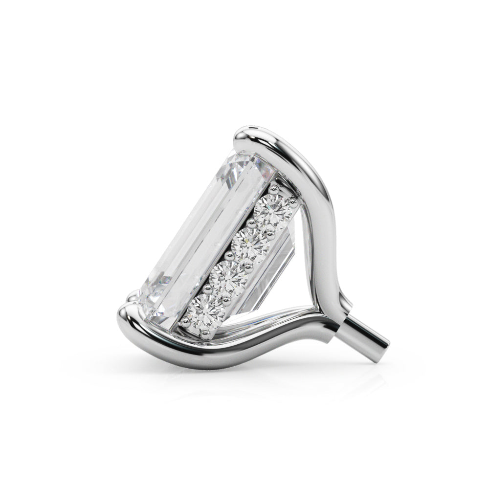 Emerald Cut Hidden Halo Peg Head