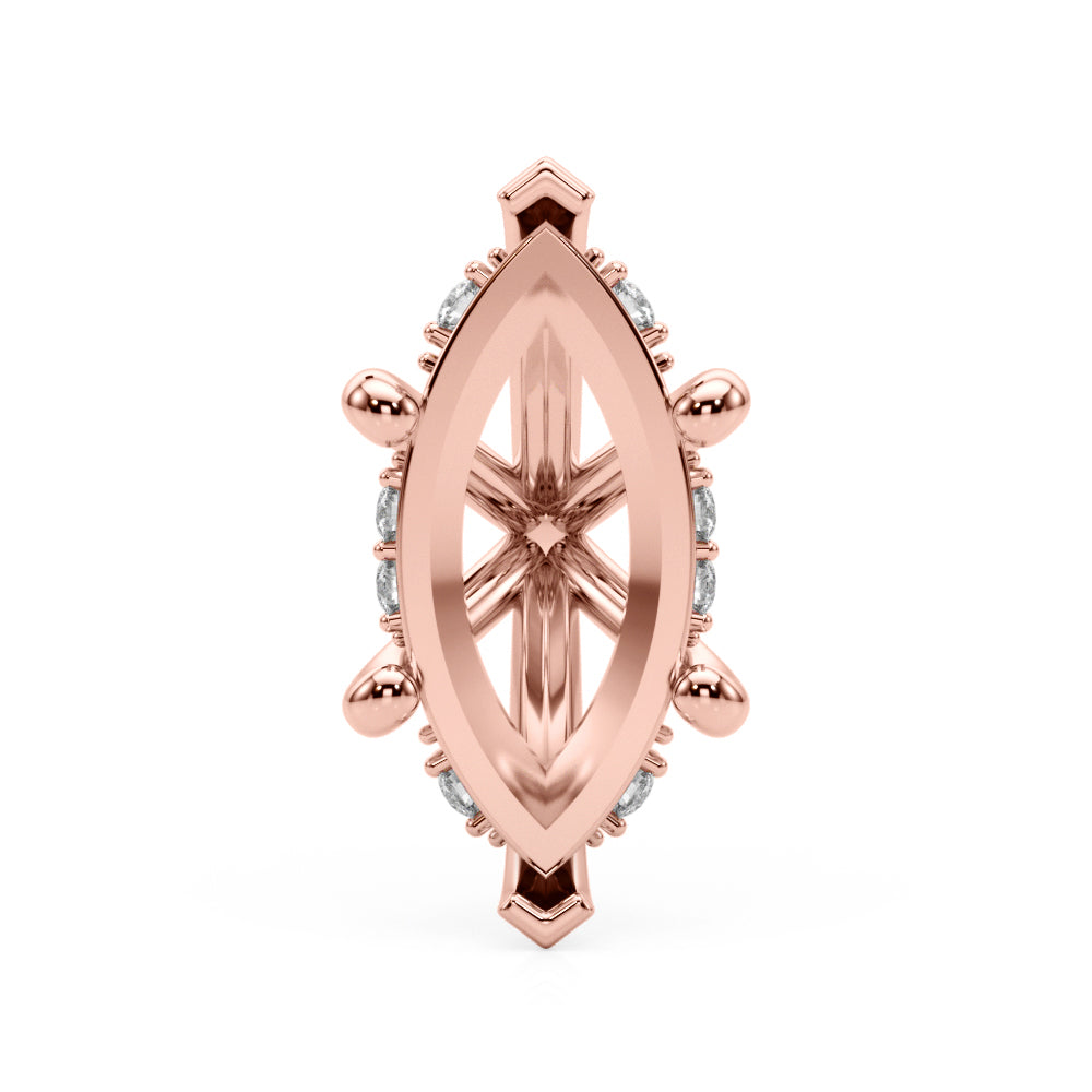 Marquise Shape Hidden Halo Peg Head