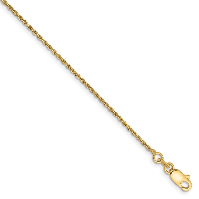 Quality Gold 14k 1.15mm Machine-made Rope Chain Anklet