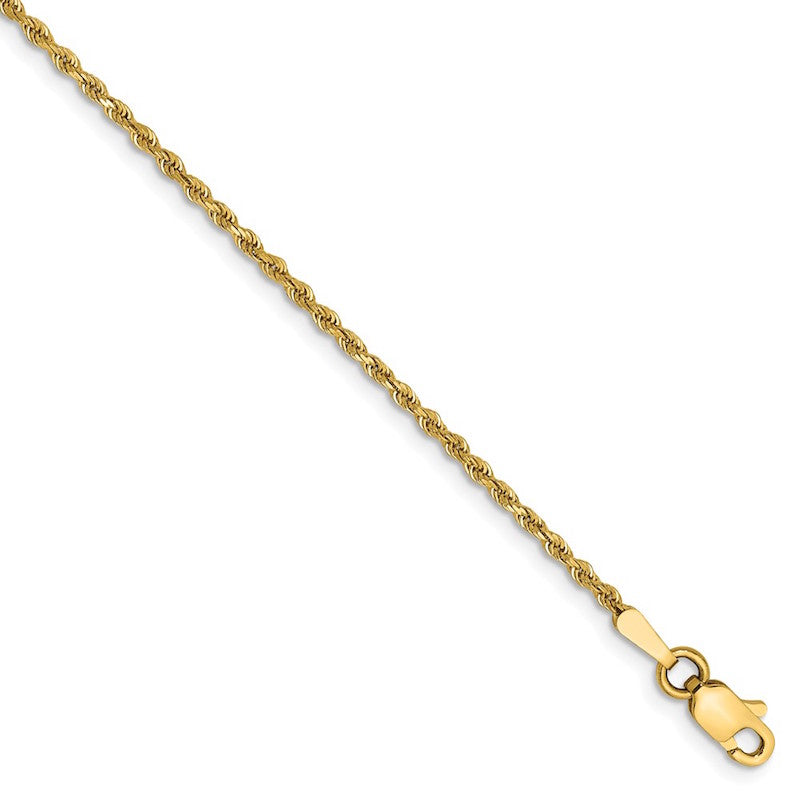 Quality Gold 14k 1.50mm Diamond Cut Rope Anklet