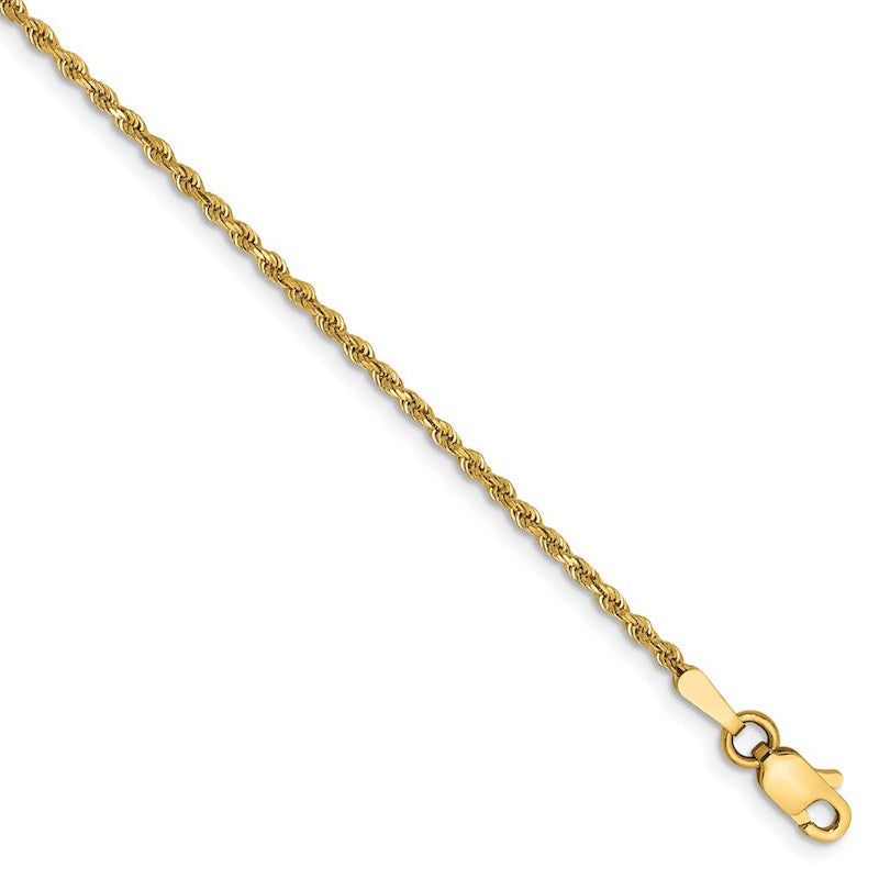 Quality Gold 14k 1.50mm Rope Chain Anklet