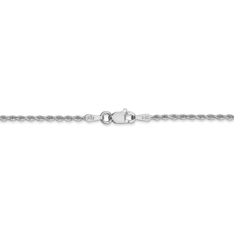 Quality Gold 14k White Gold 1.5mm Diamond Cut Rope Anklet