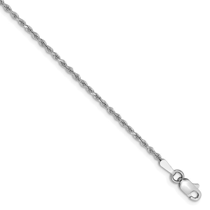 Quality Gold 14k White Gold 1.5mm Rope Chain Anklet