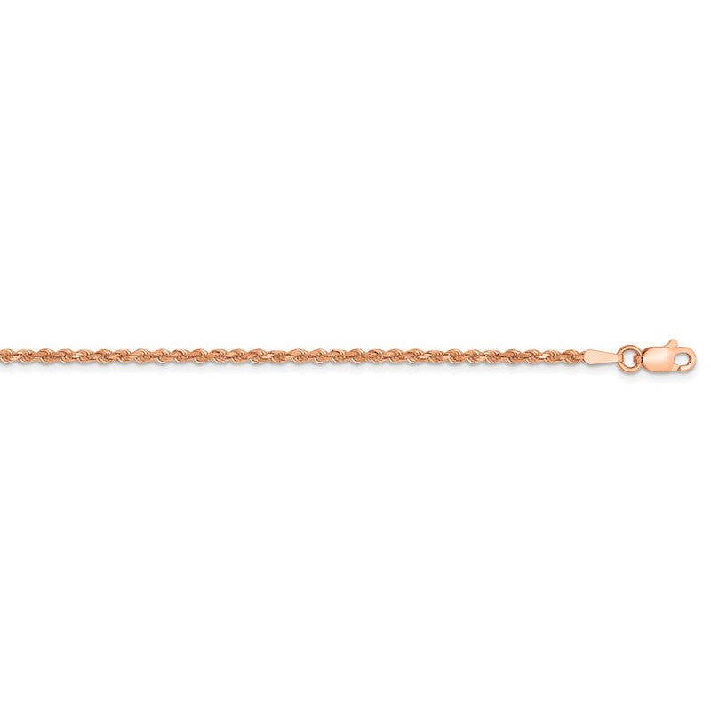 Quality Gold 14k Rose Gold 1.75mm Rope Anklet