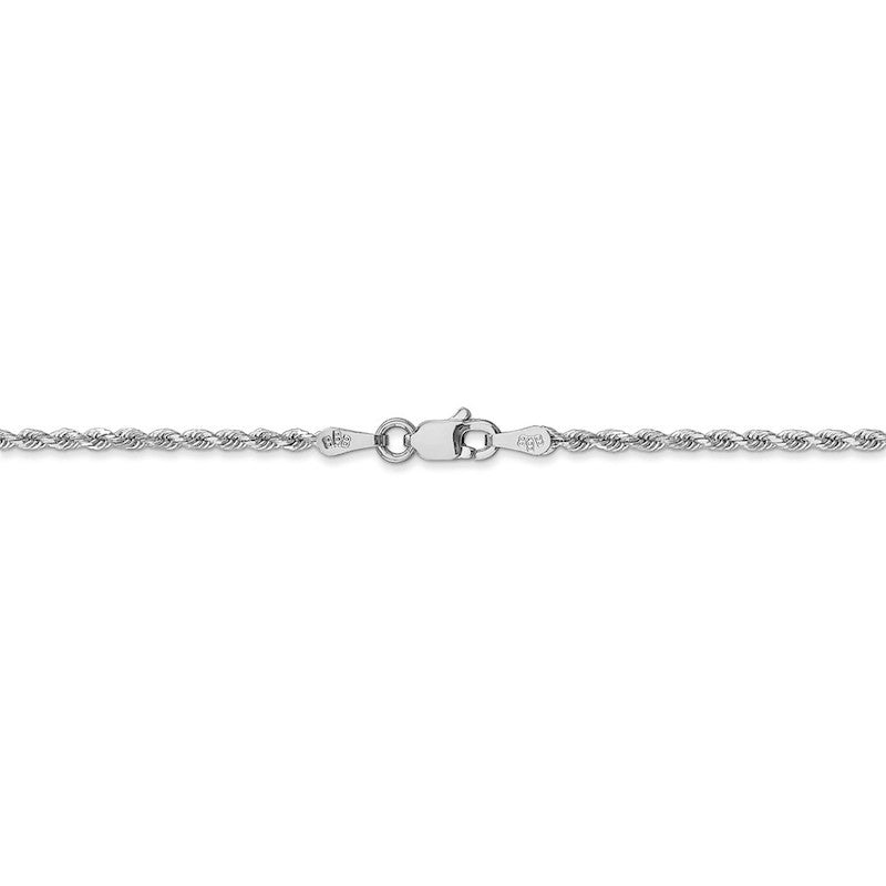 Quality Gold 14k White Gold 1.75mm Diamond Cut Rope Anklet