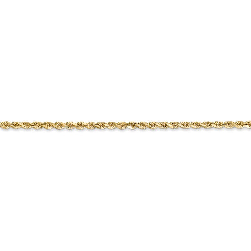 Quality Gold 14k 2mm Diamond -Cut Rope Chain Anklet