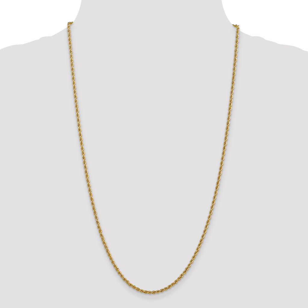 Quality Gold 14K 20 inch 2.5mm Regular Rope with Lobster Clasp Chain