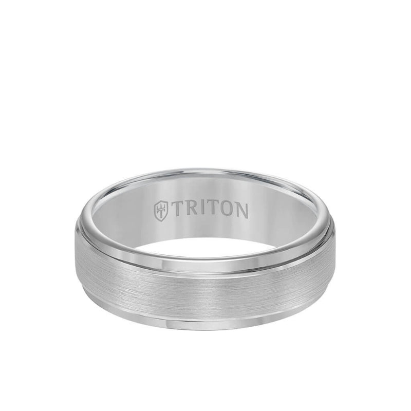 Triton 7MM Tungsten Carbide Ring - Brushed Finish and Step Edge