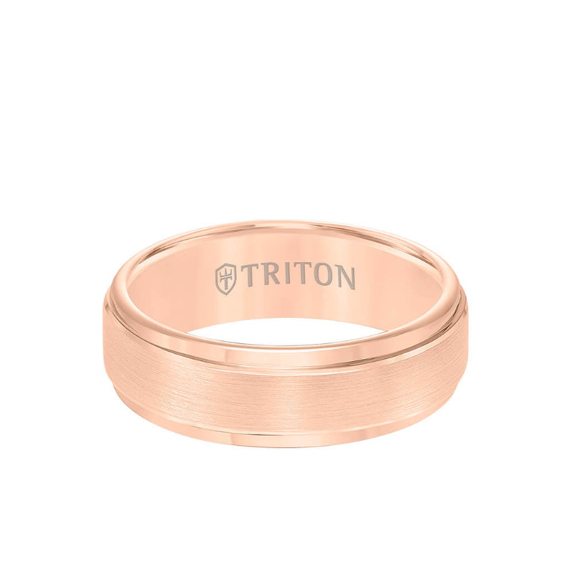 Triton 7MM Tungsten Carbide Ring - Brushed Finish and Step Edge