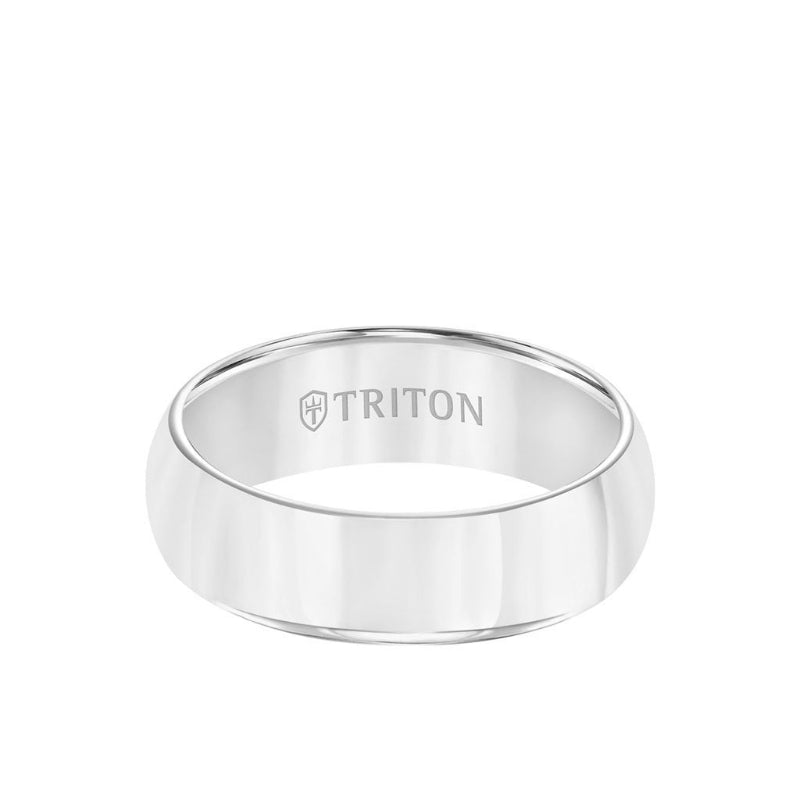 Triton 7MM Tungsten Carbide Ring - Bright Finish Domed Center and Round Edge