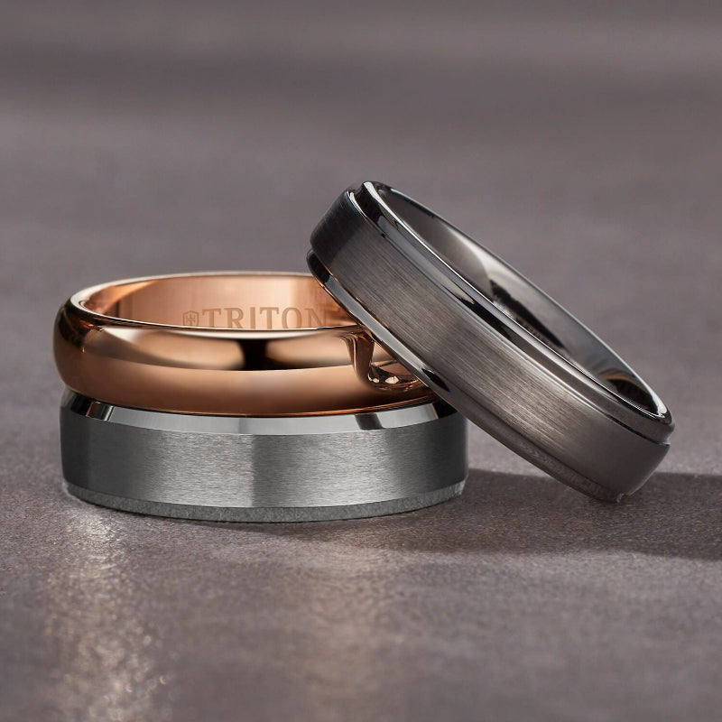 Triton 6MM Tungsten Carbide Ring - Satin Finish Center and Step Edge