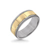 Triton 8MM Grey Tungsten Carbide - Vertical Cut 14K Yellow Gold insert with Round Edge