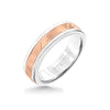 Triton 6MM White Tungsten Carbide Ring - Bevel Diagonal Cut 14K Rose Gold Insert with Round Edge