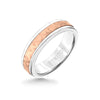 Triton 6MM White Tungsten Carbide Ring - Hammered 14K Rose Gold Insert with Round Edge