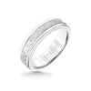 Triton 6MM White Tungsten Carbide Ring - Hammered 14K White Gold Insert with Round Edge