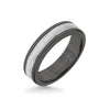 Triton 6MM Black Tungsten Carbide Ring - Vertical Satin 14K White Gold Insert with Round Edge