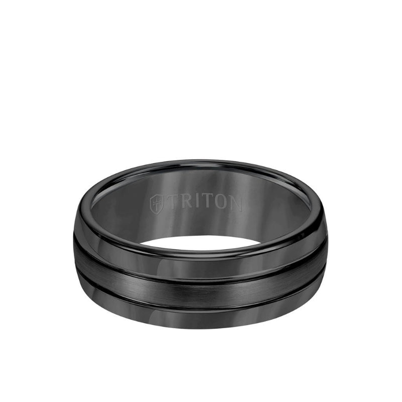 Triton 8MM Tungsten Carbide Ring - Bright Finish and Edge