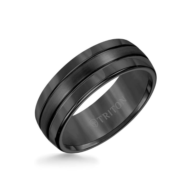 Triton 8MM Tungsten Carbide Ring - Bright Finish and Edge