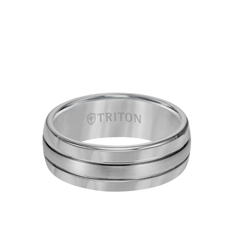 Triton 8MM Tungsten Carbide Ring - Bright Finish and Edge