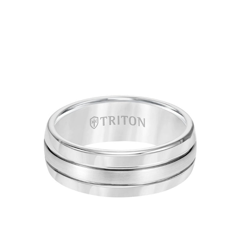 Triton 8MM Tungsten Carbide Ring - Bright Finish and Edge