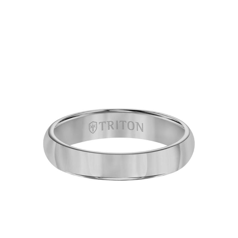 Triton 4MM Tungsten Carbide Ring - Bright Finish and Flat Edge
