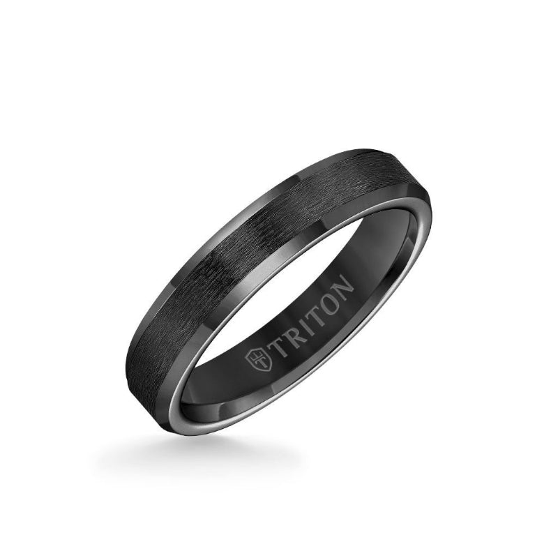 Triton 4MM Tungsten Carbide Ring - Brush Finish and Bevel Edge