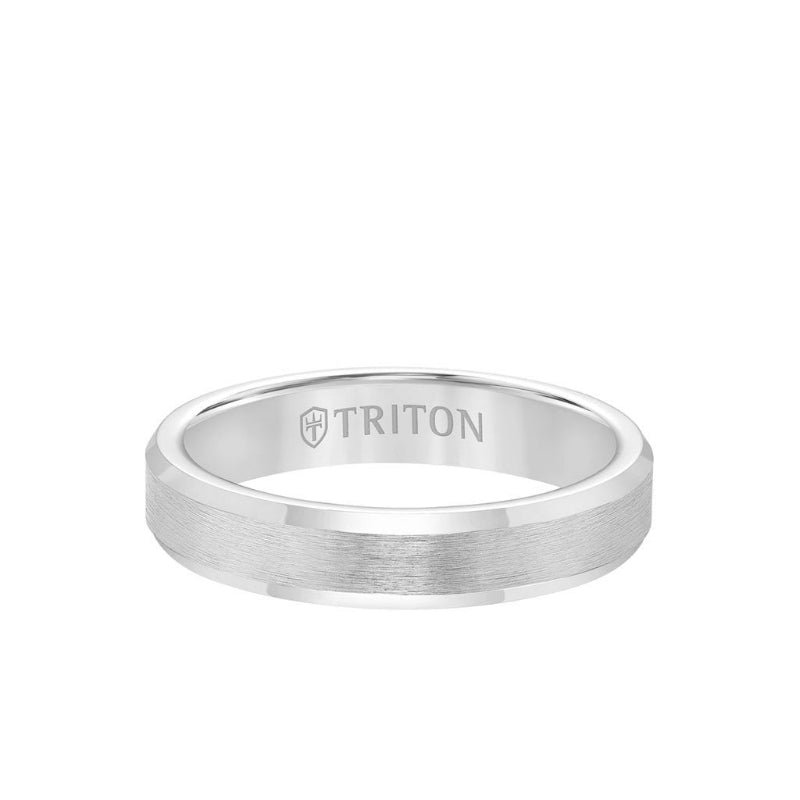 Triton 4MM Tungsten Carbide Ring - Brush Finish and Bevel Edge