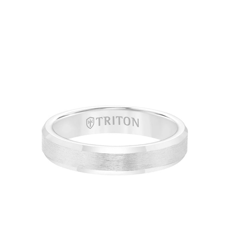 Triton 4MM Tungsten Carbide Ring - Brush Finish and Bevel Edge