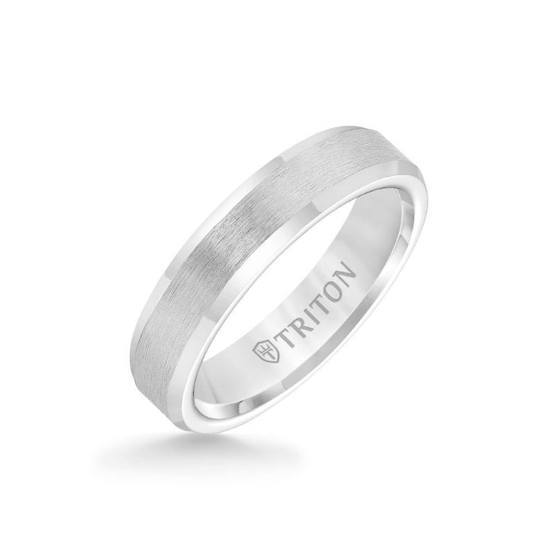 Triton 5MM Tungsten Carbide Ring - Brush Finish and Bevel Edge
