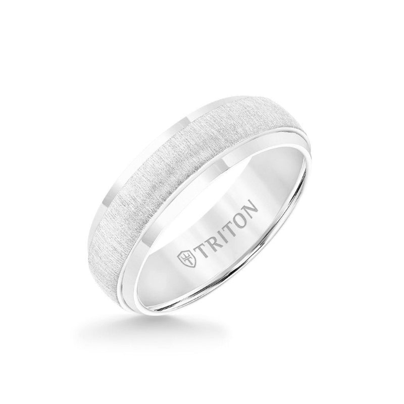 Triton 7MM Tungsten Carbide Ring - Brushed Vertical Center and Round Edge